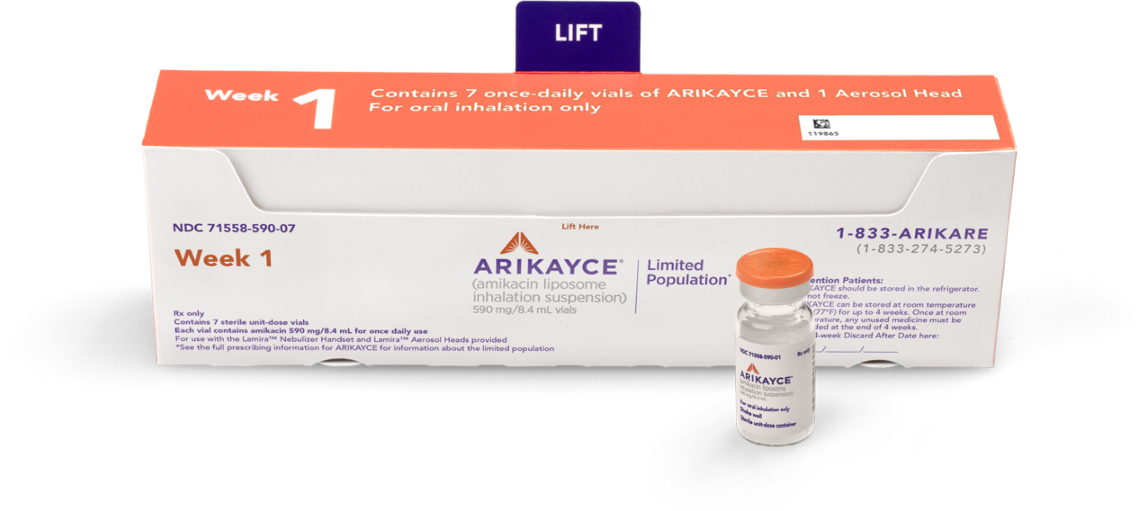 ARIKAYCE® packaging with medicine bottle